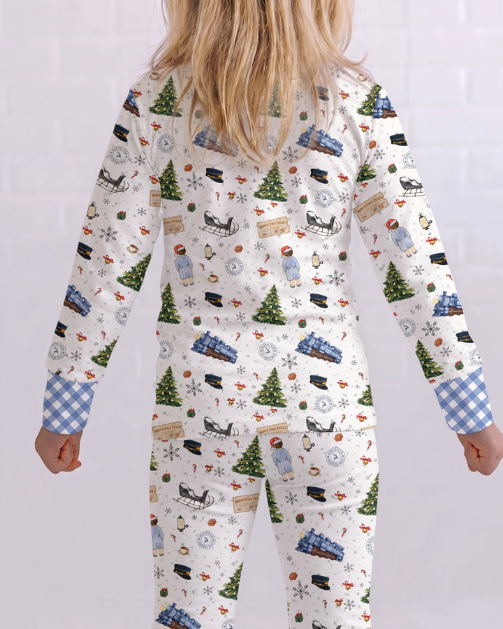 Custom Name North Pole Adventure Bamboo Two Piece Long Sleeve Pajama Set