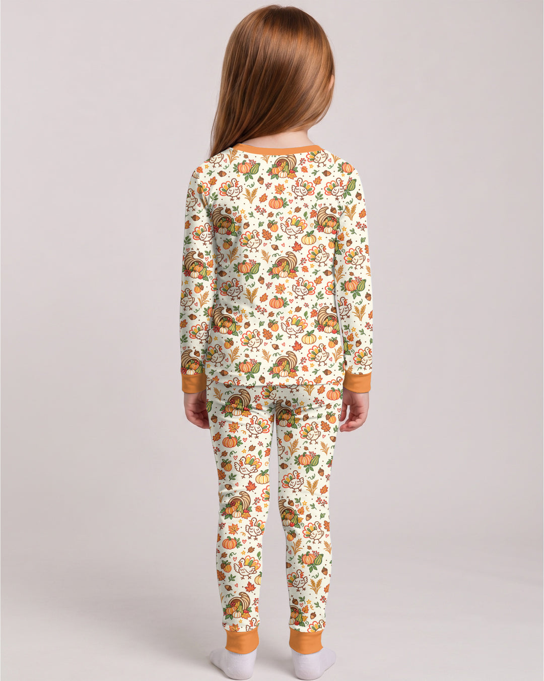 Thanksgiving Turkey Sketch Bamboo Two Piece Long Sleeve Pajama Set