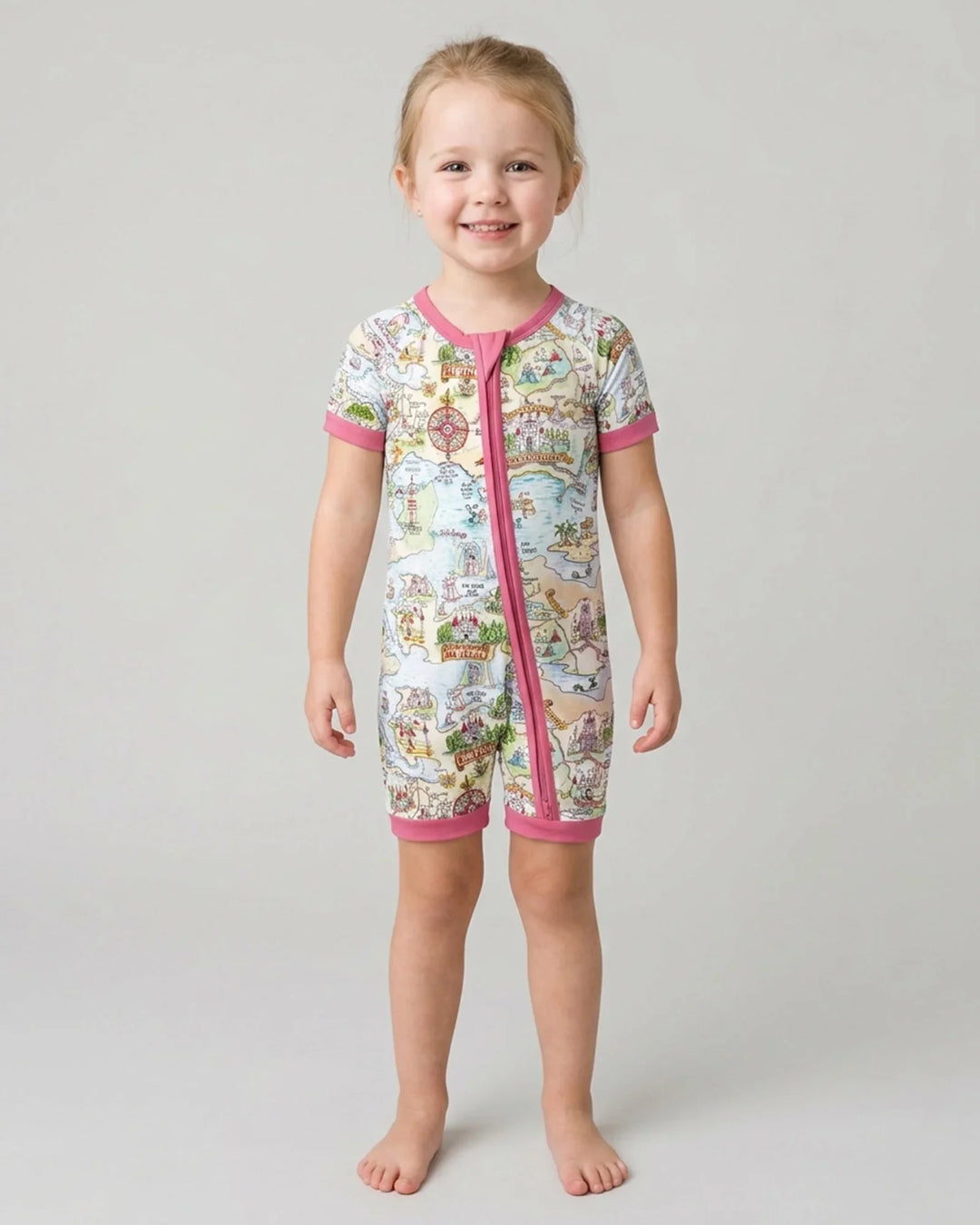 Once Upon A Map Mommy & Baby Matching Bamboo Shorty Zippy
