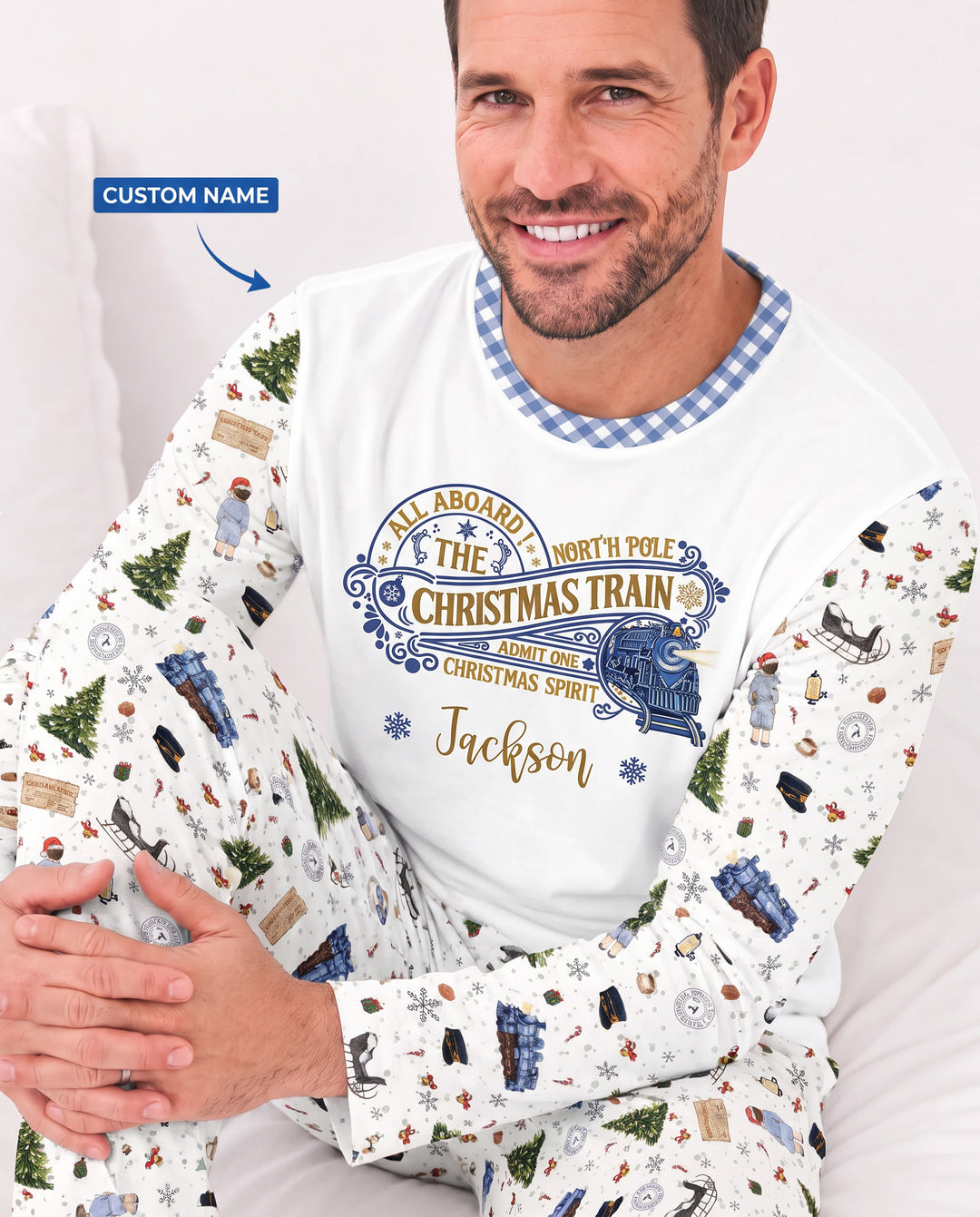 Custom Name North Pole Adventure Bamboo Men's Pajama Set