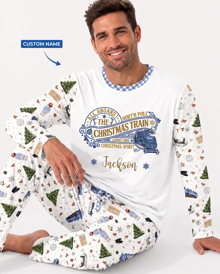 Custom Name North Pole Adventure Bamboo Men's Pajama Set