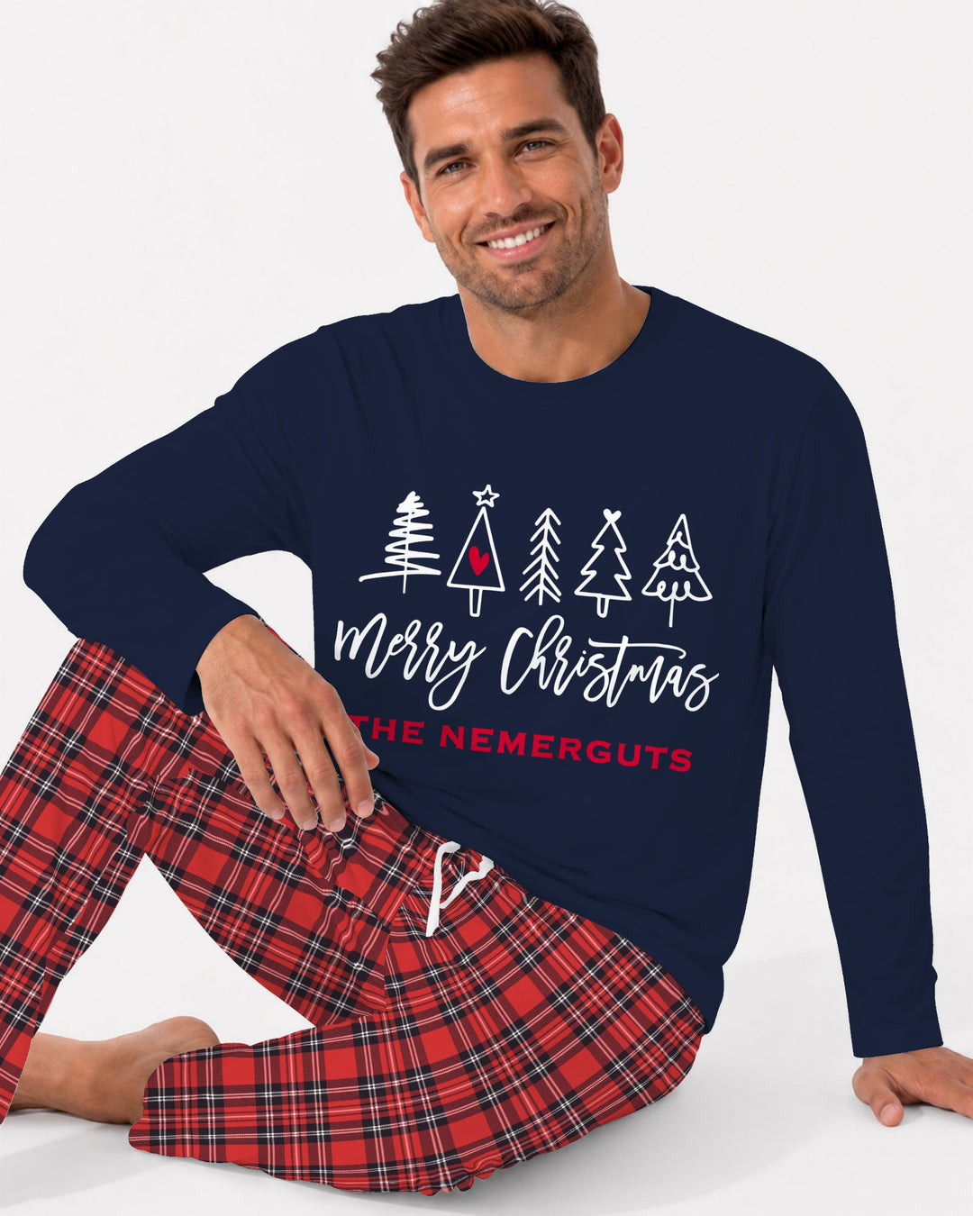 Custom Christmas Tree Bamboo Men's Pajama Set