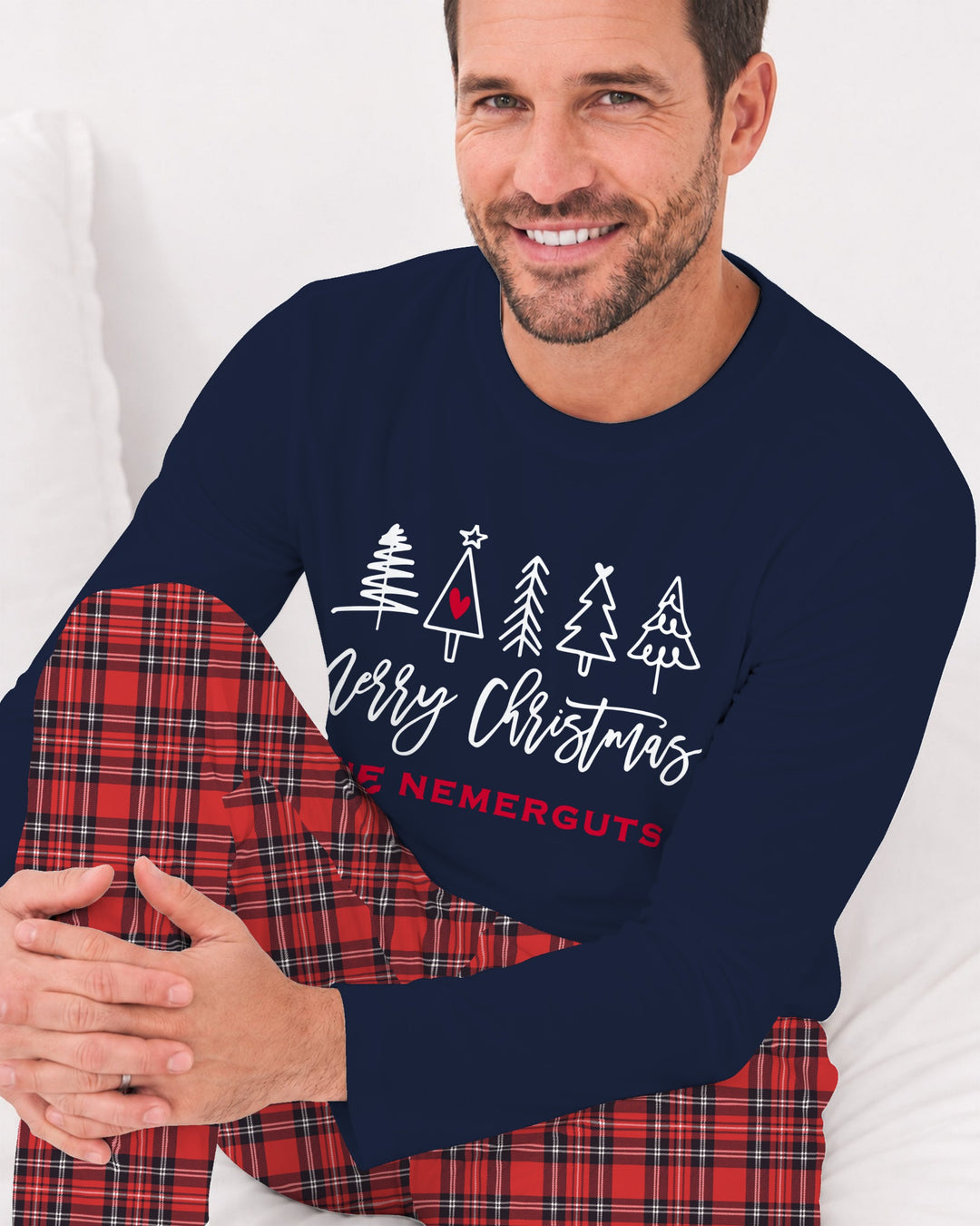 Custom Christmas Tree Bamboo Men's Pajama Set