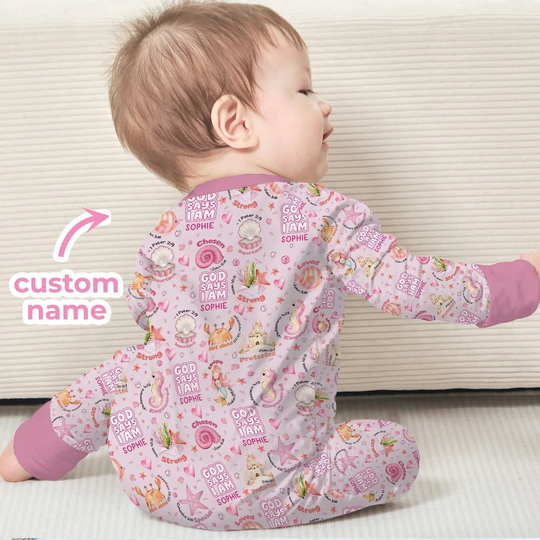 Mermaid God Says I Am Custom Name Convertible Zippy , Mermaid God Says I Am Custom Name Convertible Zippy - 0-3M