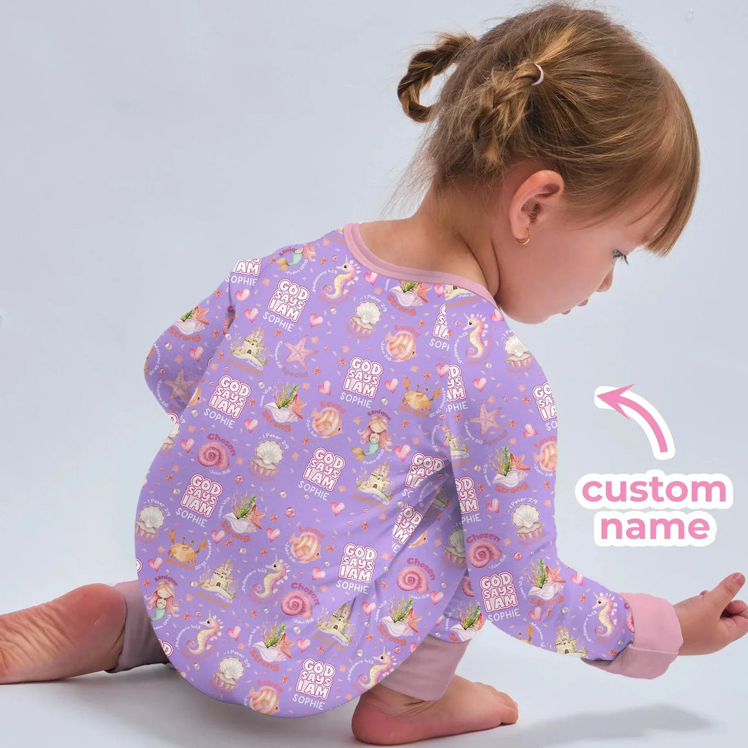 Mermaid God Says I Am Custom Name Convertible Zippy , Mermaid God Says I Am Custom Name Convertible Zippy - 0-3M