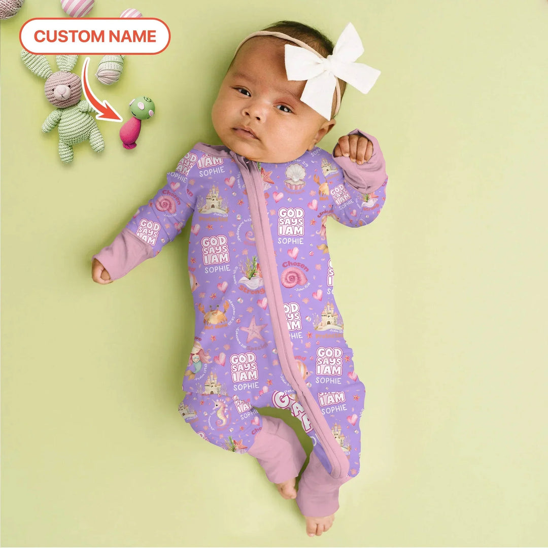 Mermaid God Says I Am Custom Name Convertible Zippy , Mermaid God Says I Am Custom Name Convertible Zippy - 0-3M