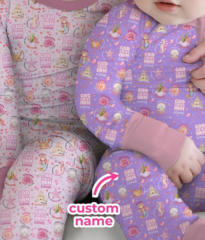 Mermaid God Says I Am Custom Name Convertible Zippy , Mermaid God Says I Am Custom Name Convertible Zippy - 0-3M