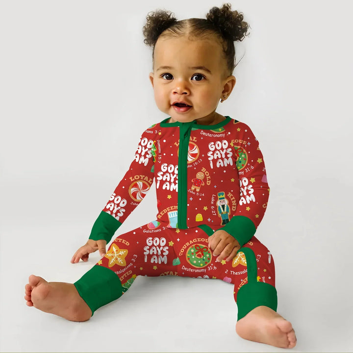 Merry Christmas God Says I Am Convertible Zippy , Merry Christmas God Says I Am Convertible Zippy - 0-3M / Green