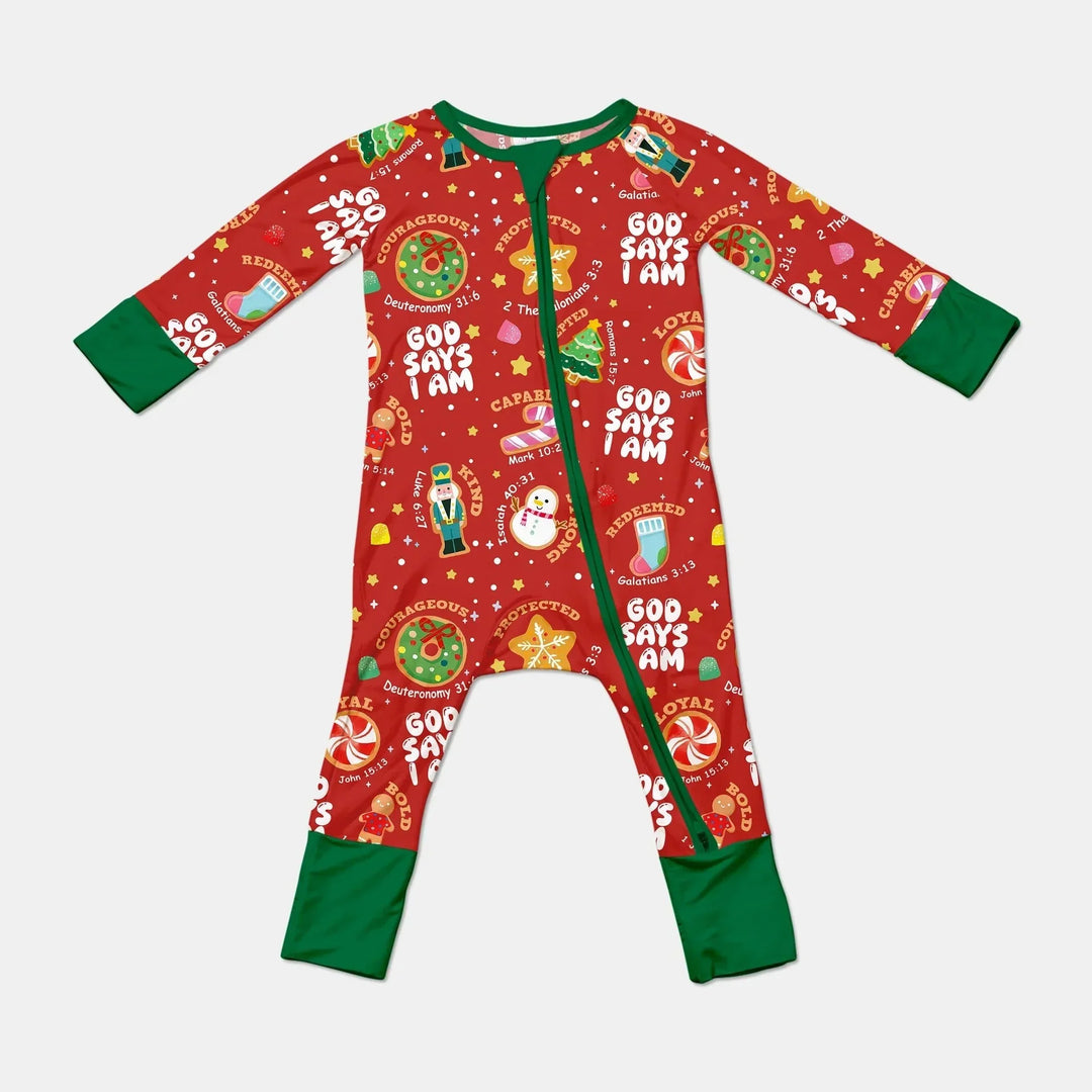 Merry Christmas God Says I Am Convertible Zippy , Merry Christmas God Says I Am Convertible Zippy - 0-3M / Red