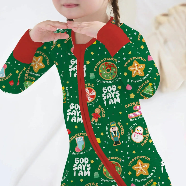 Merry Christmas God Says I Am Convertible Zippy , Merry Christmas God Says I Am Convertible Zippy - 0-3M / Green