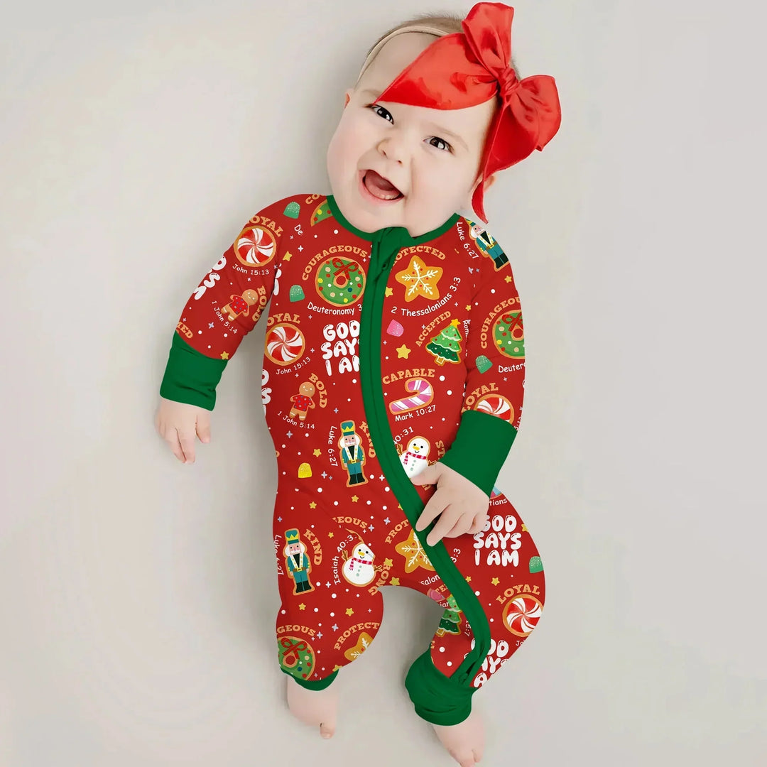 Merry Christmas God Says I Am Convertible Zippy , Merry Christmas God Says I Am Convertible Zippy - 0-3M / Green