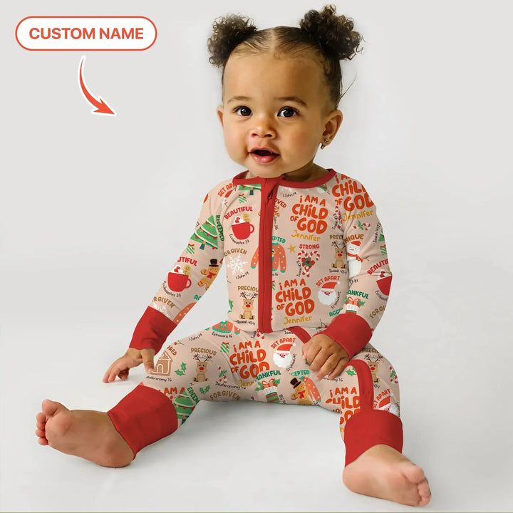Merry Christmas I Am A Child Of God Custom Name Convertible Zippy , Merry Christmas I Am A Child Of God Custom Name Convertible Zippy - 0-3M