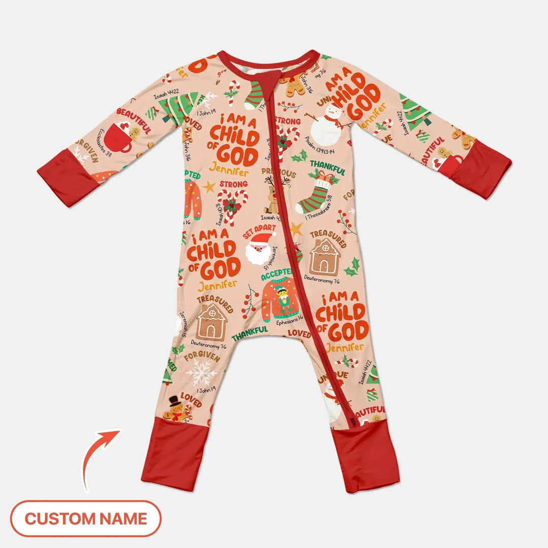 Merry Christmas I Am A Child Of God Custom Name Convertible Zippy , Merry Christmas I Am A Child Of God Custom Name Convertible Zippy - 0-3M
