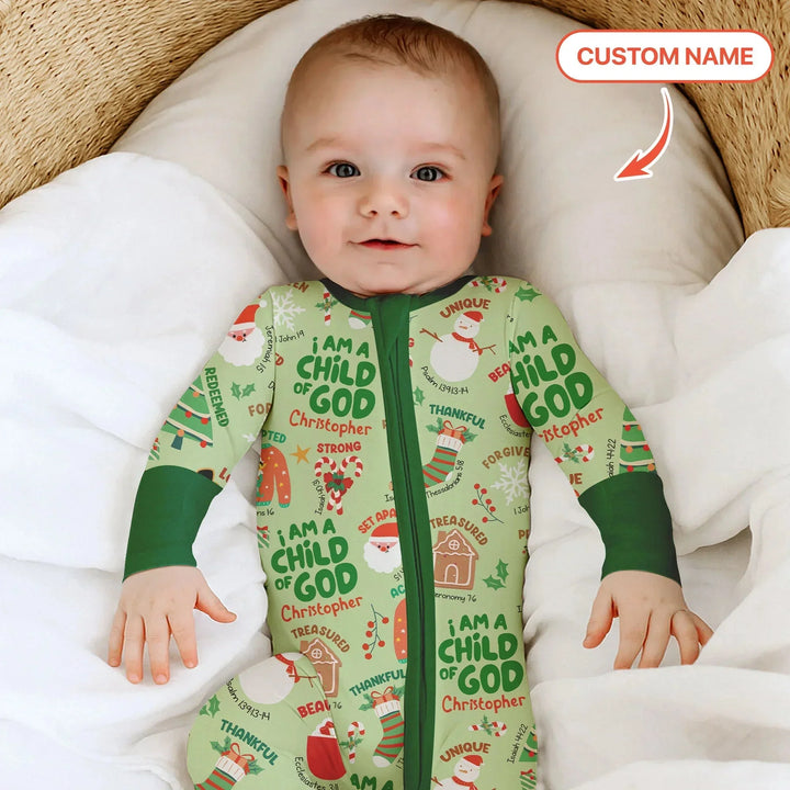 Merry Christmas I Am A Child Of God Custom Name Convertible Zippy , Merry Christmas I Am A Child Of God Custom Name Convertible Zippy - 0-3M