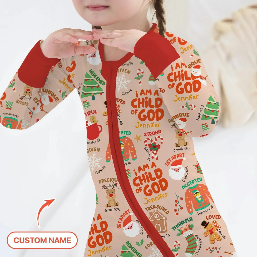 Merry Christmas I Am A Child Of God Custom Name Convertible Zippy , Merry Christmas I Am A Child Of God Custom Name Convertible Zippy - 0-3M