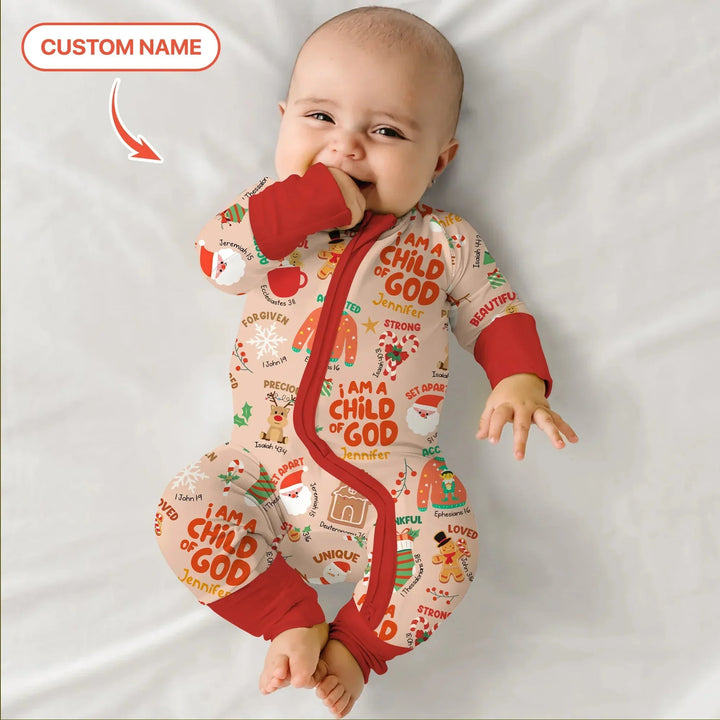 Merry Christmas I Am A Child Of God Custom Name Convertible Zippy , Merry Christmas I Am A Child Of God Custom Name Convertible Zippy - 0-3M