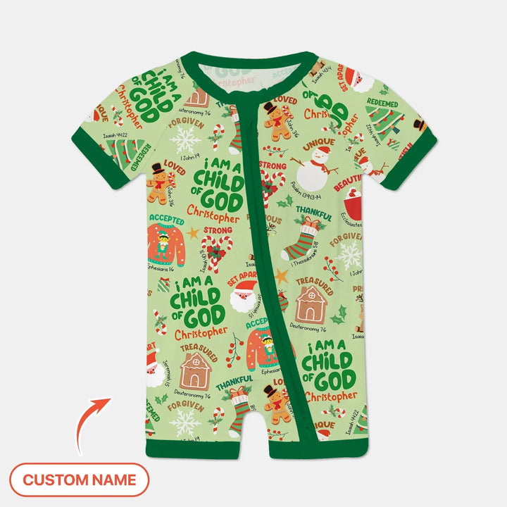 Merry Christmas I Am A Child Of God Custom Name Shorty Zippy , Merry Christmas I Am A Child Of God Custom Name Shorty Zippy - 0-3M