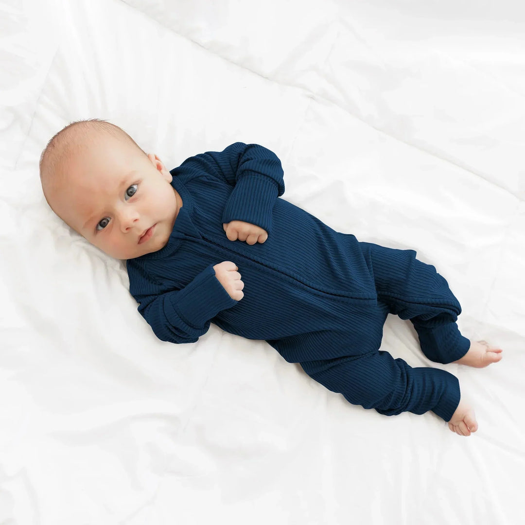 Midnight Blue Ribbed Convertible Zippy , Midnight Blue Ribbed Convertible Zippy - 0-3M