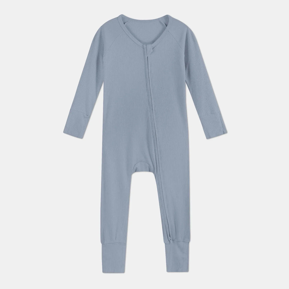 Misty Blue Ribbed Convertible Zippy , Misty Blue Ribbed Convertible Zippy - 0-3M