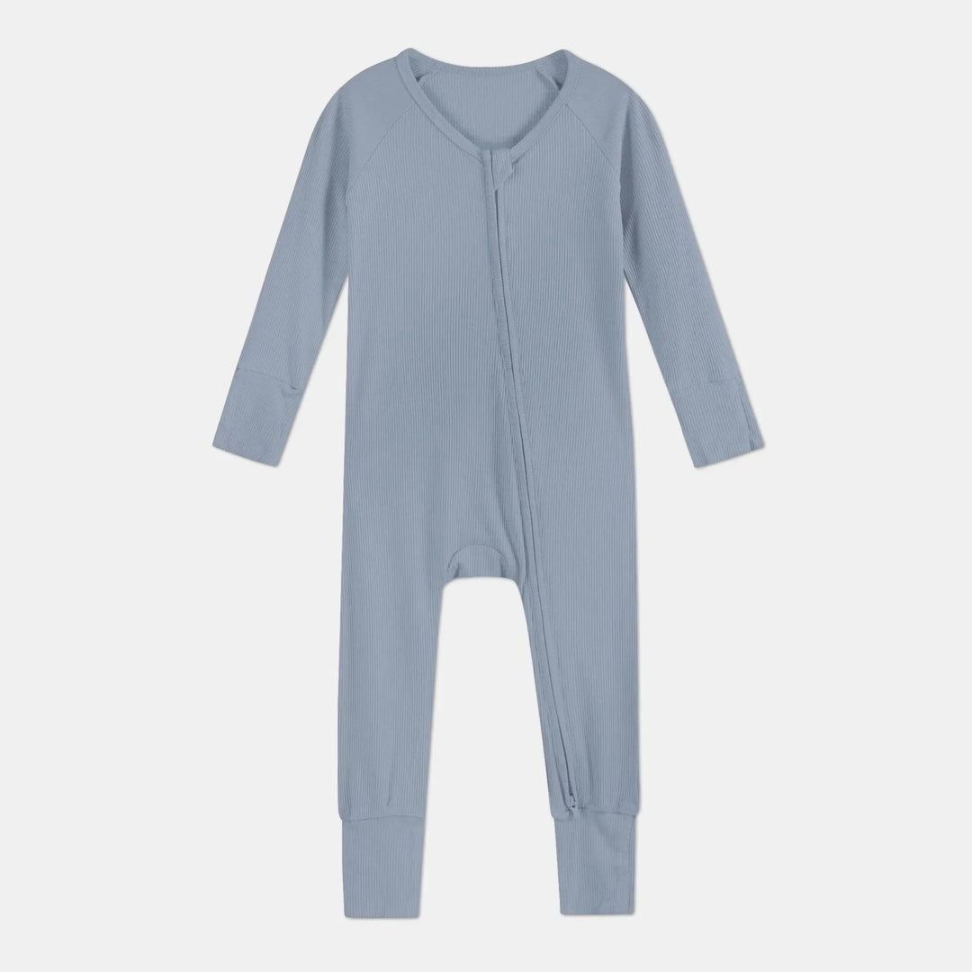Misty Blue Ribbed Convertible Zippy , Misty Blue Ribbed Convertible Zippy - 0-3M