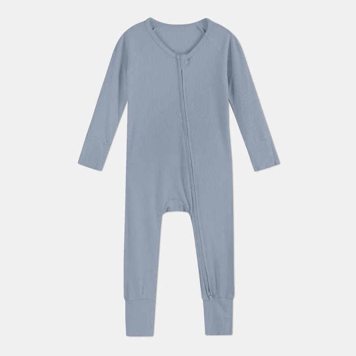 Misty Blue Ribbed Convertible Zippy , Misty Blue Ribbed Convertible Zippy - 0-3M