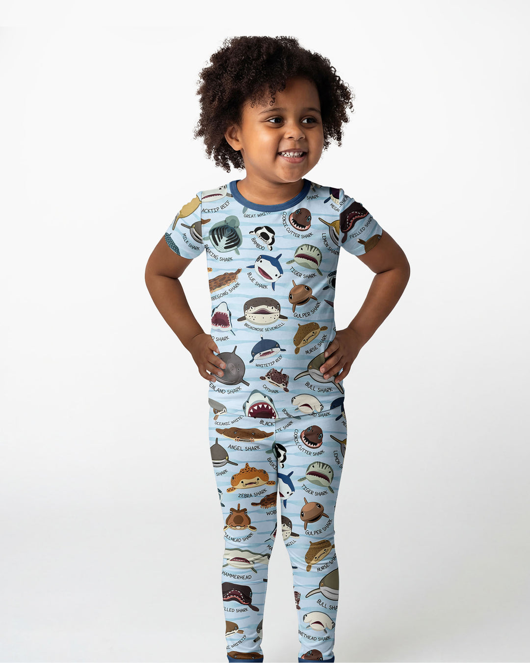 Shark Faces Bamboo Two Piece Short Sleeve Pajama Set