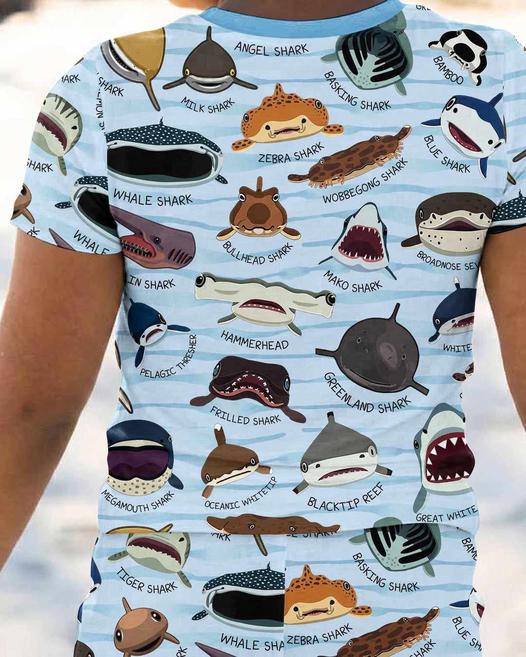Shark Faces Bamboo Two Piece Short Sleeve Pajama Set