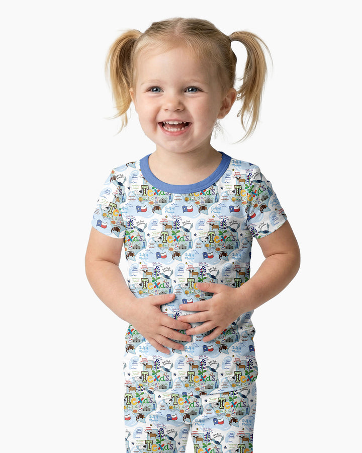 Texas Map Family Matching Bamboo Two Piece Short Sleeve Pajama Set