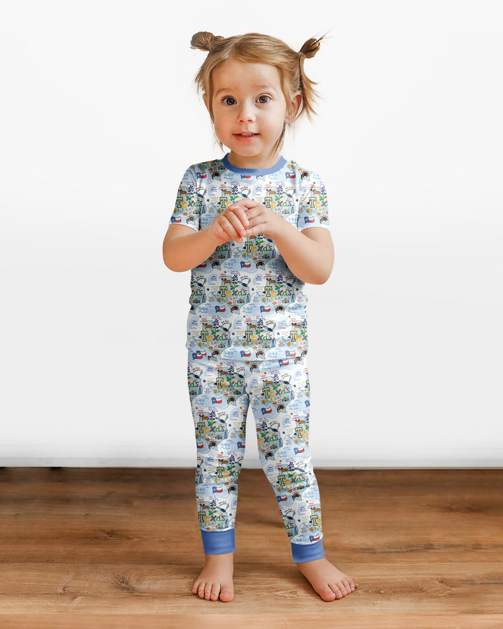Texas Map Family Matching Bamboo Two Piece Short Sleeve Pajama Set