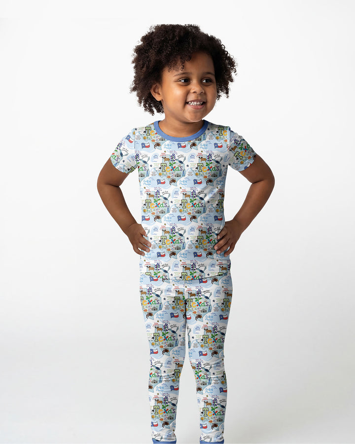 Texas Map Family Matching Bamboo Two Piece Short Sleeve Pajama Set