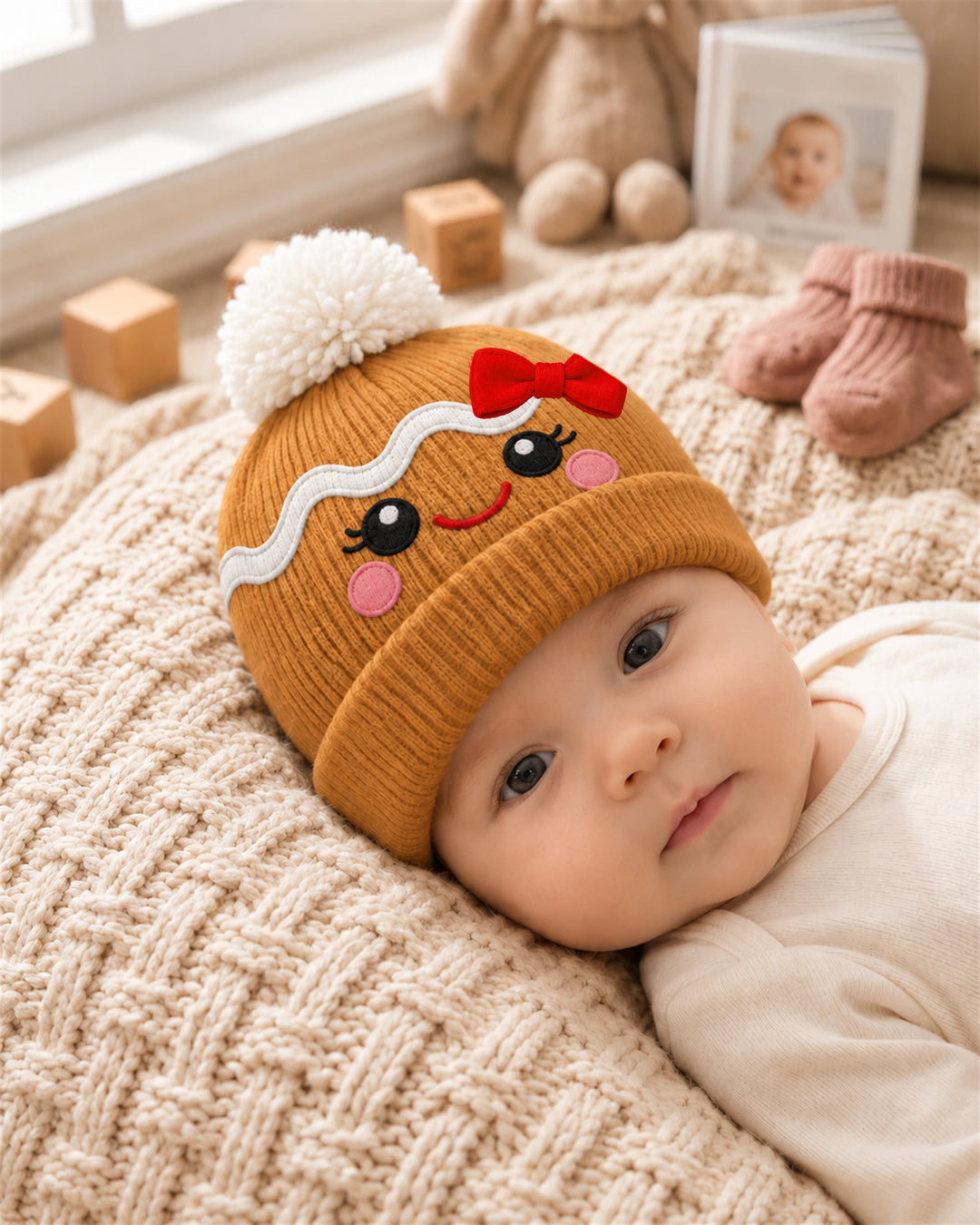 Little Gingerbread Cutie Bobble Beanie Hat