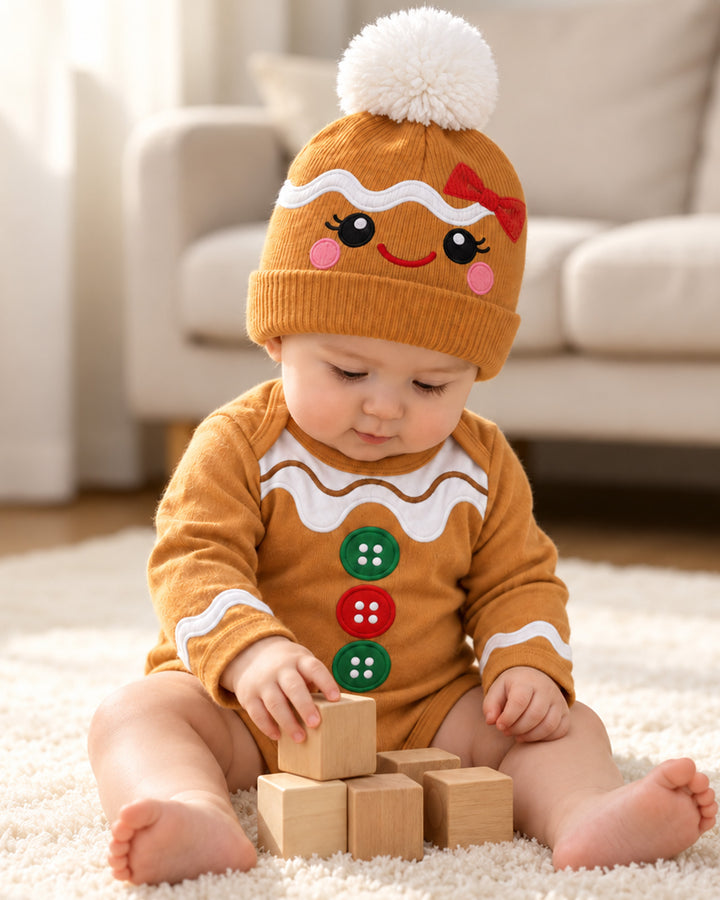 Little Gingerbread Cutie Bobble Beanie Hat