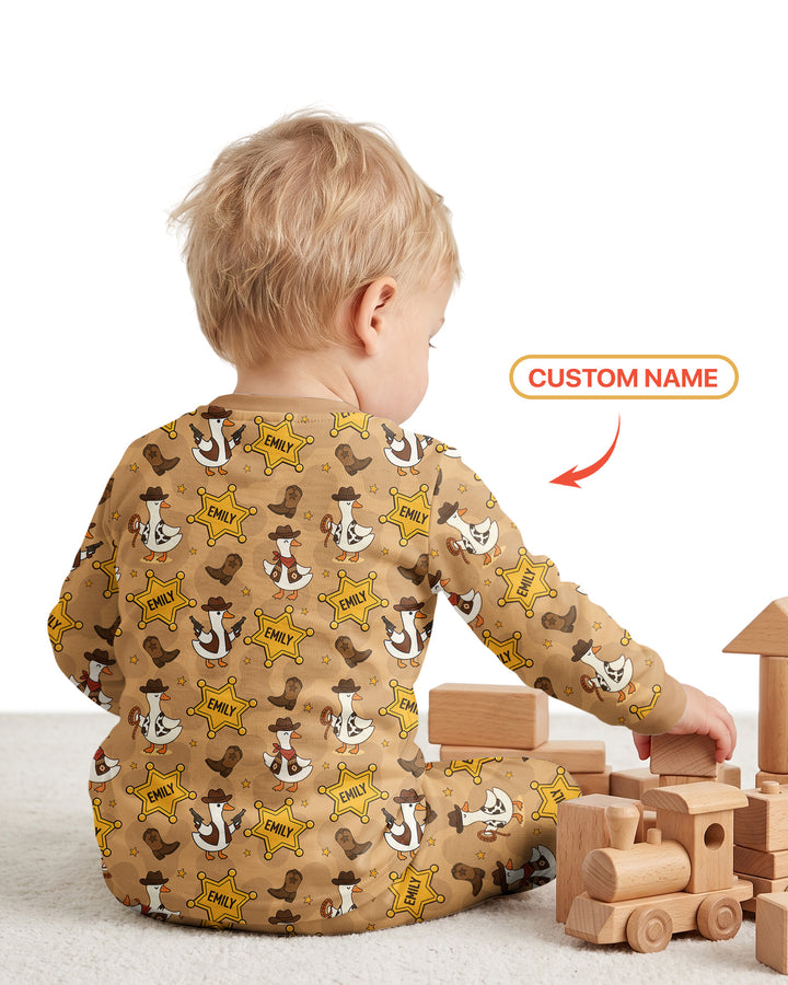 Rootin' Tootin' Cutie Custom Name Bamboo Two Piece Long Sleeve Pajama Set