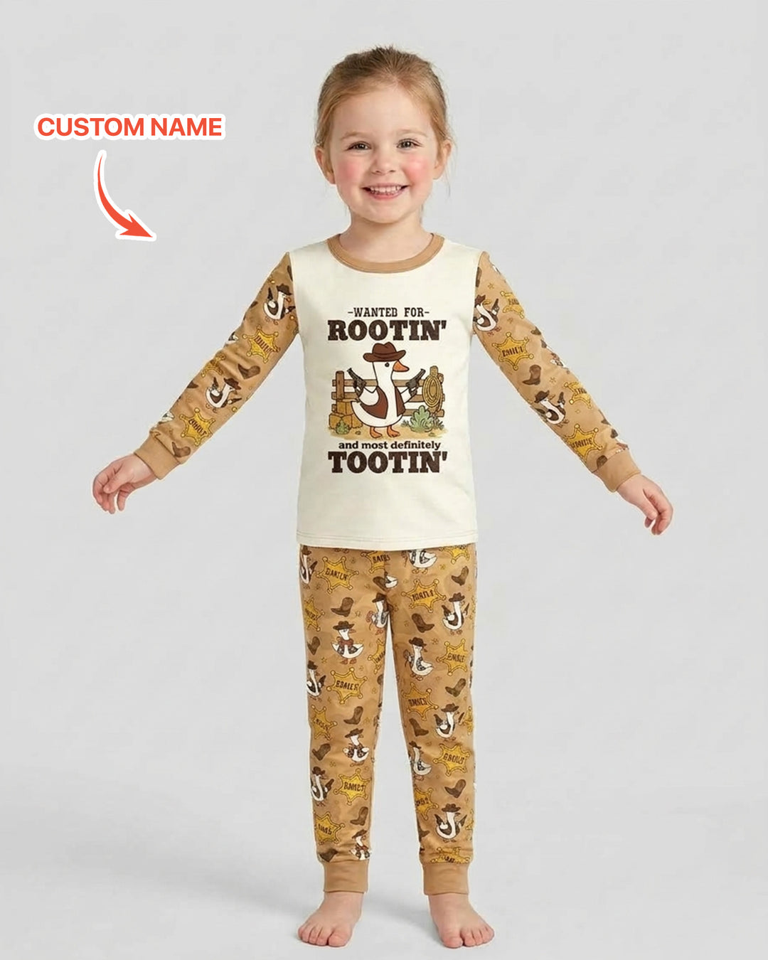 Rootin' Tootin' Cutie Custom Name Bamboo Two Piece Long Sleeve Pajama Set