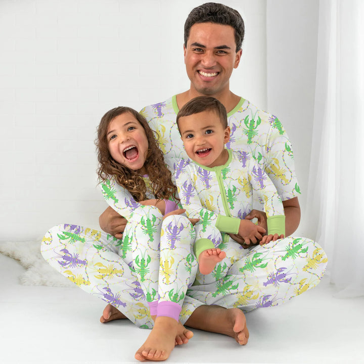 Mardi Gras Crawfish Family Matching Bamboo Men's Pajama Set