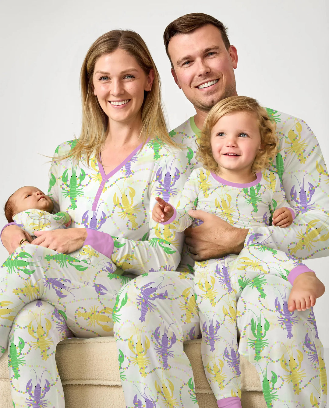 Mardi Gras Crawfish Family Matching Bamboo Women Pajama Set