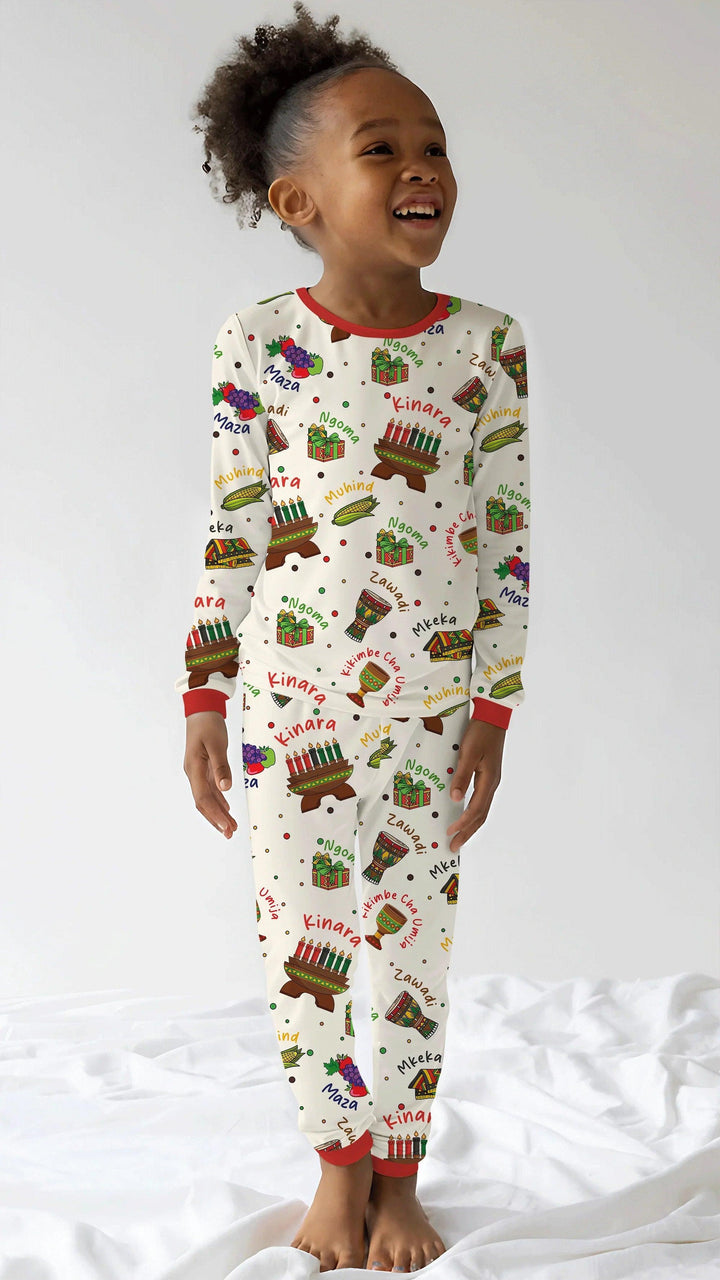 Happy Kwanzaa Family Matching Bamboo Two Piece Long Sleeve Pajama Set