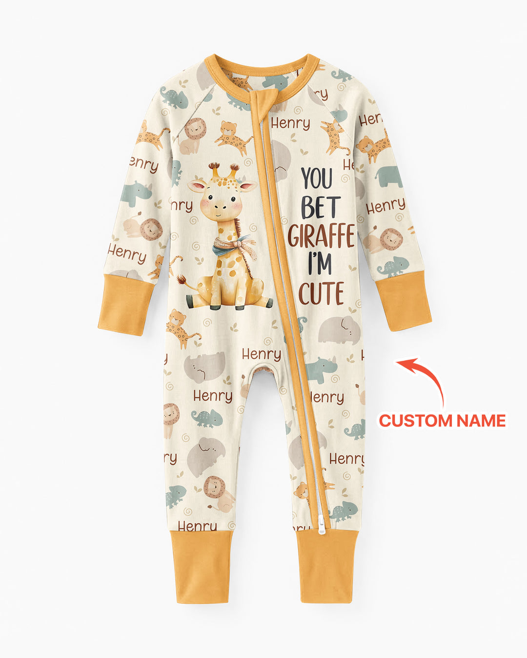 You Bet Giraffe I'm Cute Custom Name Bamboo Convertible Zippy