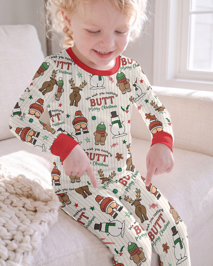 We Wish You Nothing Butt Merry Bamboo Two Piece Long Sleeve Pajama Set