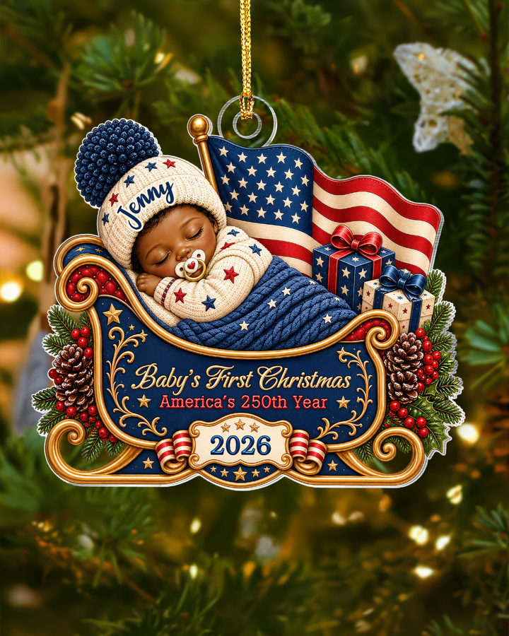 Personalized First Christmas 250th Anniversary Acrylic Ornament 2026