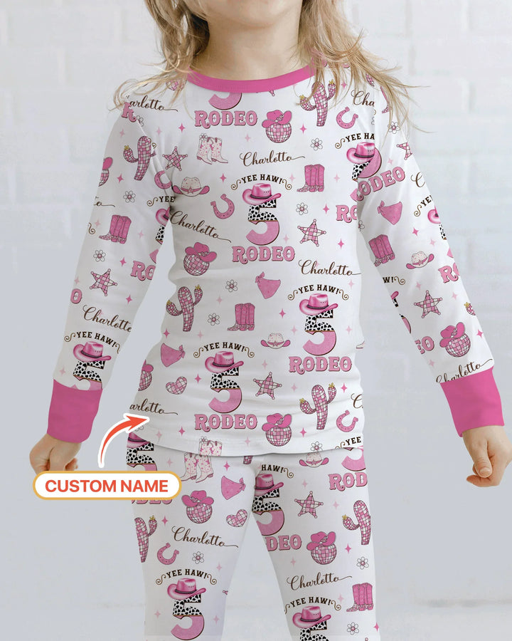 Personalized Birthday Rodeo Bamboo Two Piece Long Sleeve Pajama Set