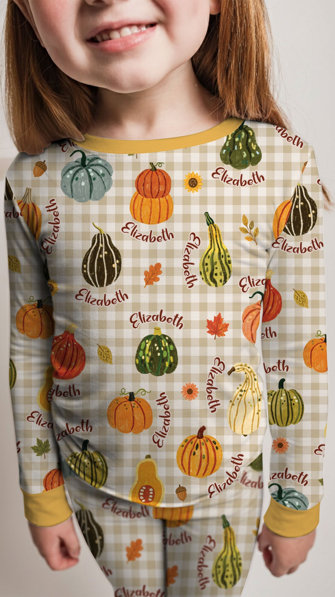 Pumpkin Patch Custom Name Bamboo Two Piece Long Sleeve Pajama Set