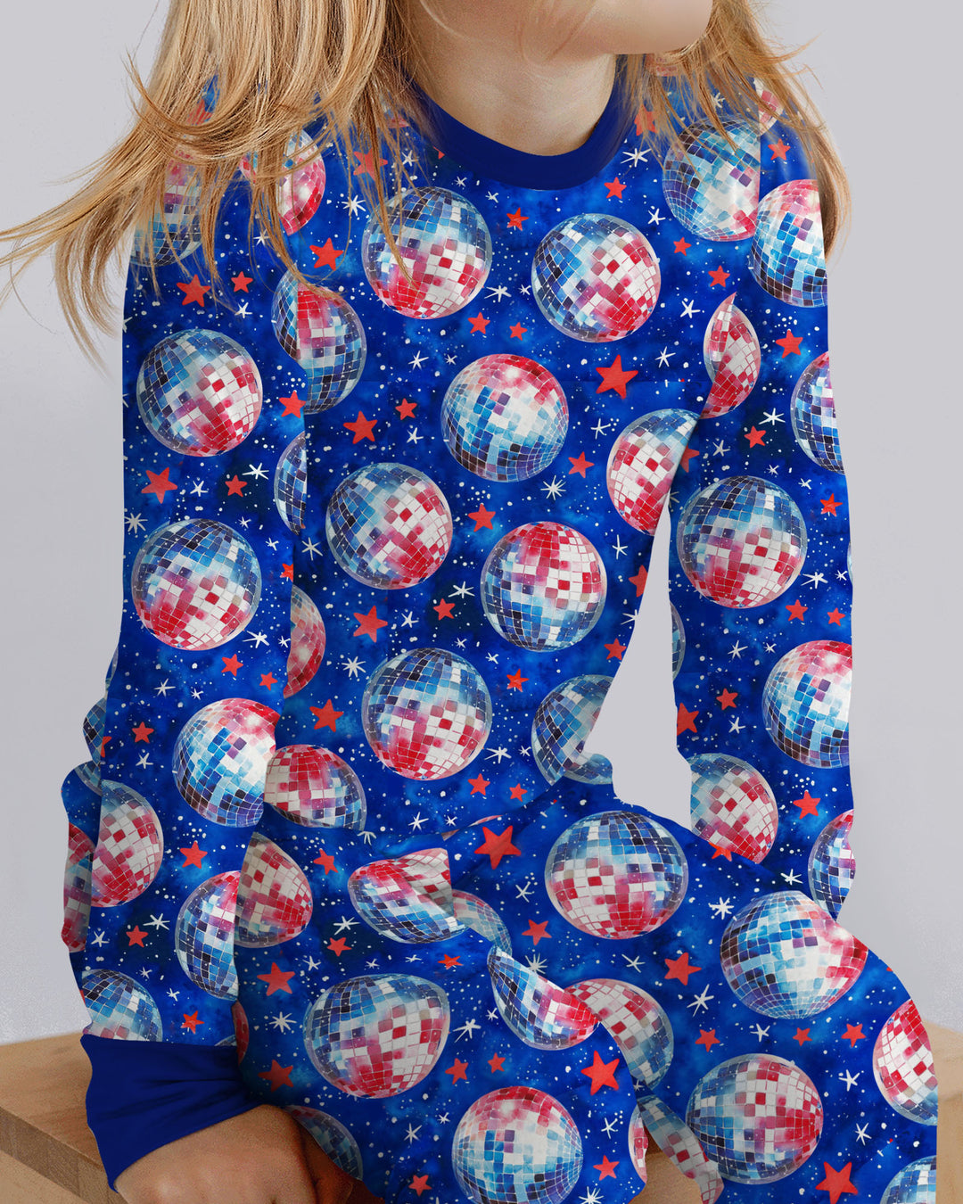 USA Disco Balls Bamboo Two Piece Long Sleeve Pajama Set