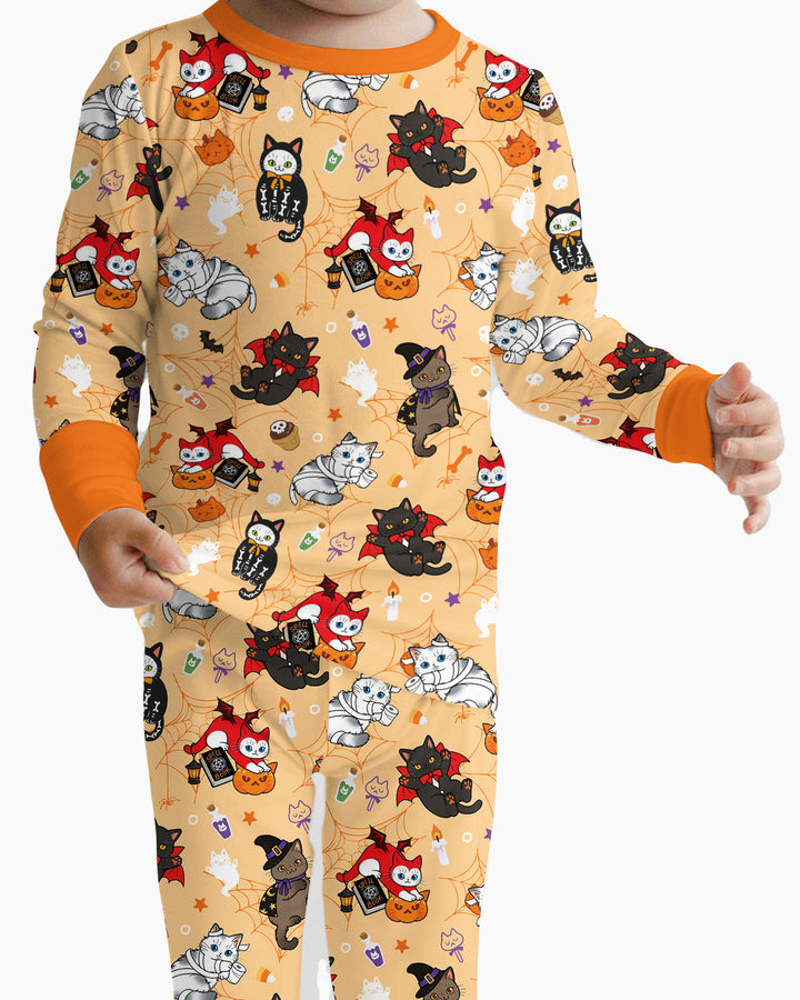 Spooky Kittie Bamboo Two Piece Long Sleeve Pajama Set