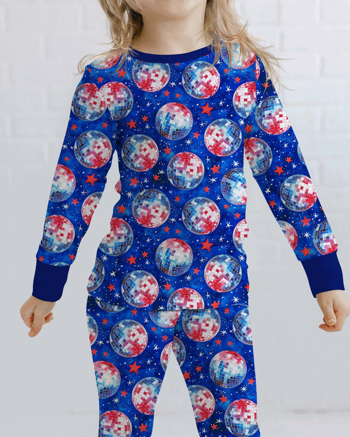 USA Disco Balls Bamboo Two Piece Long Sleeve Pajama Set