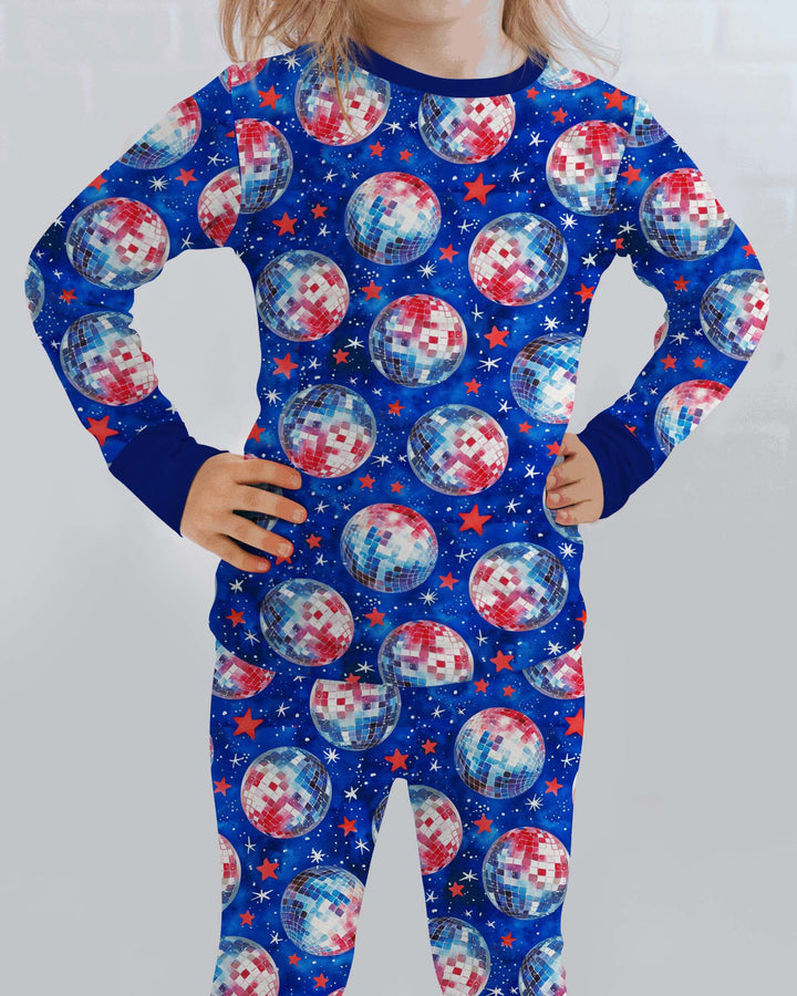 USA Disco Balls Bamboo Two Piece Long Sleeve Pajama Set