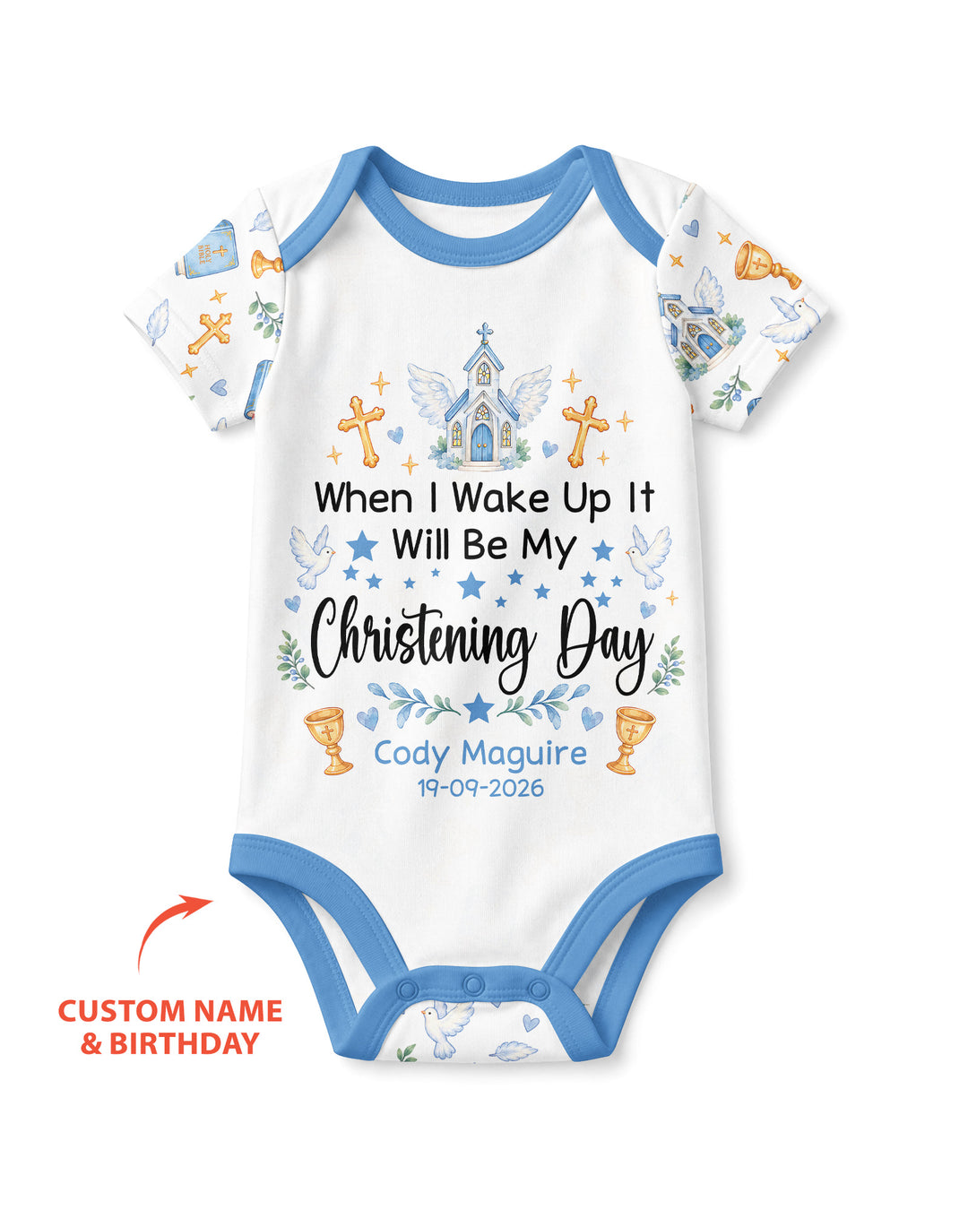Personalized When I Wake Up It Will Be My Christening Day Bamboo Bodysuit