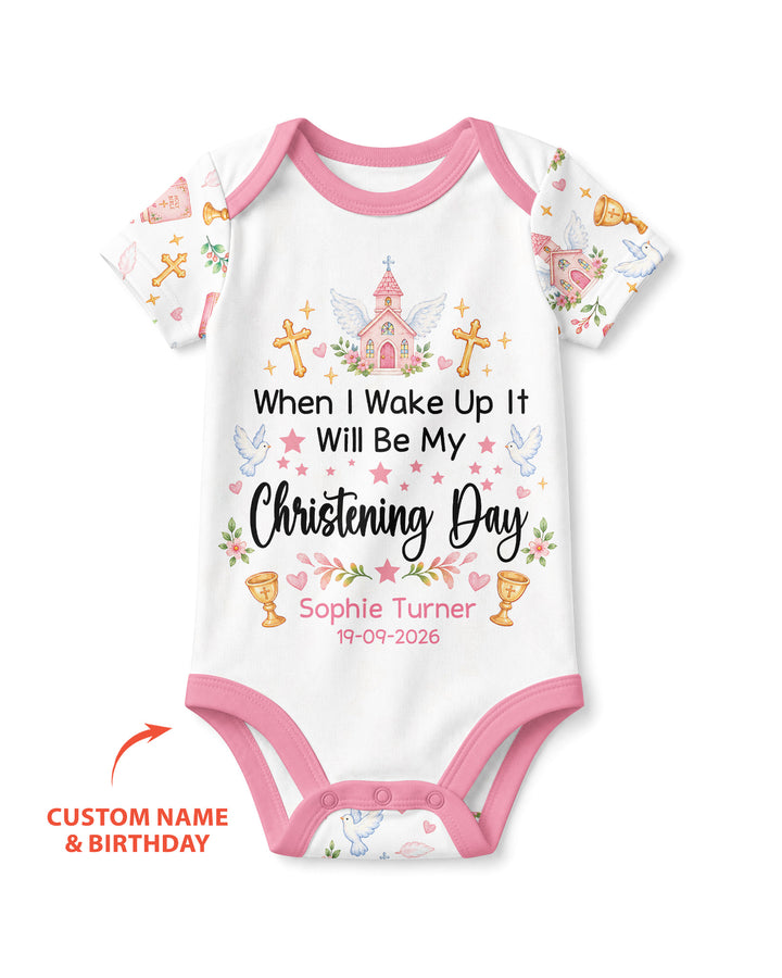 Personalized When I Wake Up It Will Be My Christening Day Bamboo Bodysuit