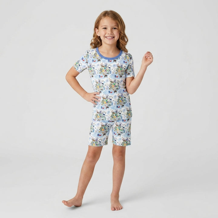 Template Bamboo Two Piece Short Sleeve Shorts Pyjamas Set