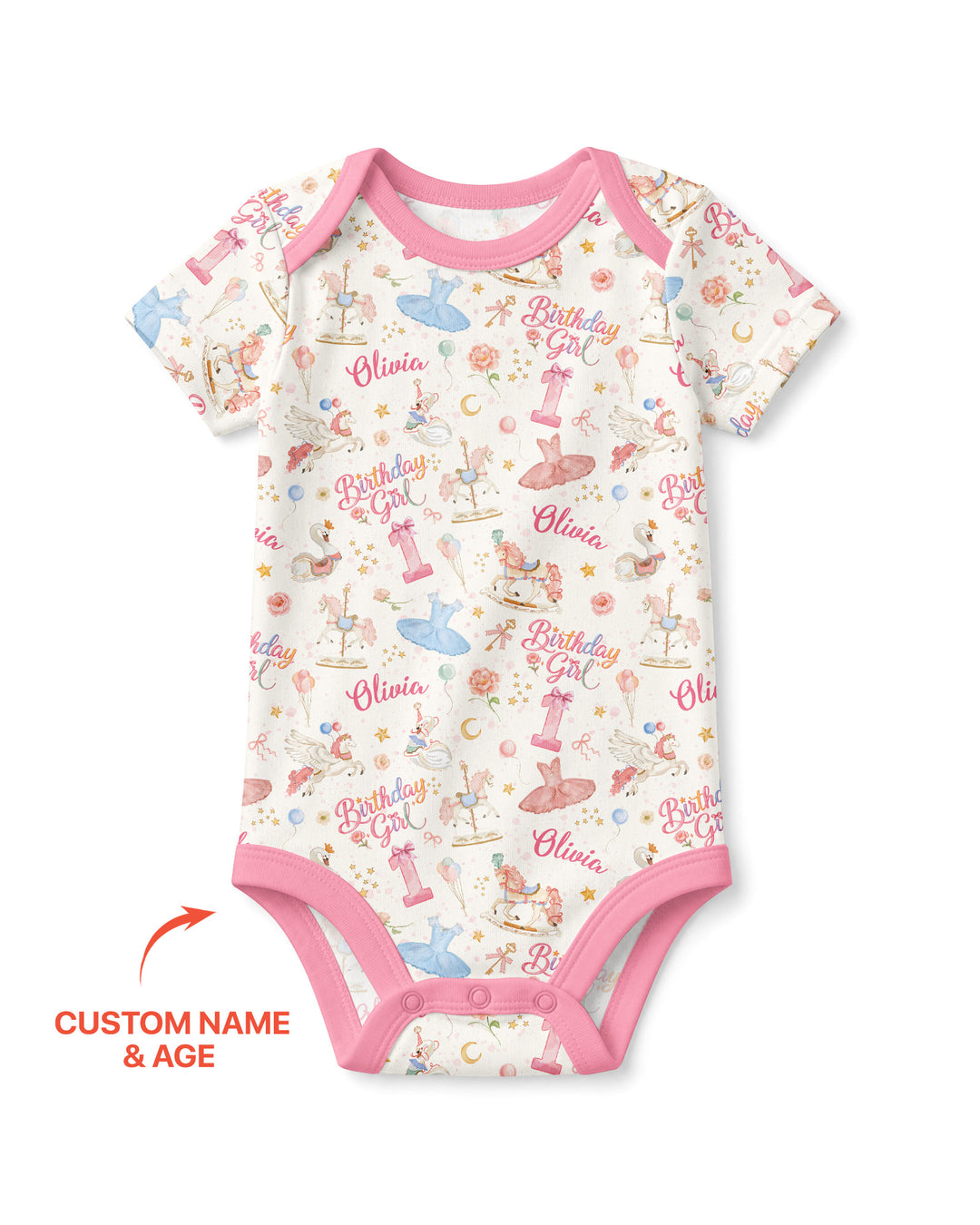 Ballerina Birthday Girl Custom Name & Age Bamboo Bodysuit
